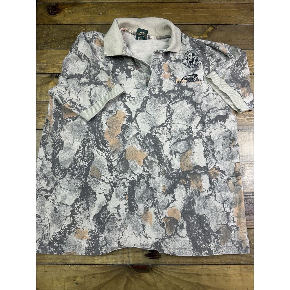 Vintage Natural Gear Shirt Mens M USA Camo Polo 90s AOP